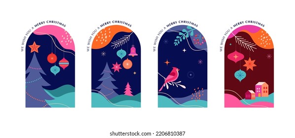 Colorful Christmas Arch Backgrounds for Social Media Stories and Packaging Design