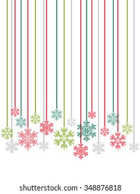 Colorful Christmas Background with Colorful Snowflakes. Vector Illustration. It can be used for decorating of invitations, greeting cards. EPS-10