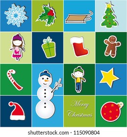 Colorful Christmas background with Christmas symbol