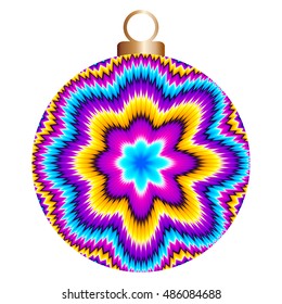 Colorful christmas ball with asymmetric flower (motion illusion)