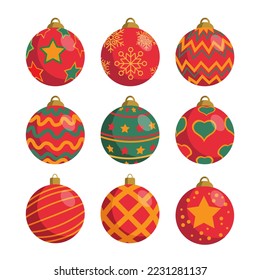 Colorful Christmas ball collection set vector illustration