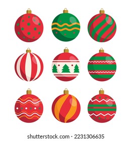 Colorful Christmas ball collection set vector illustration