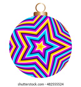 Colorful christmas ball with five-pointed star (motion illusion)