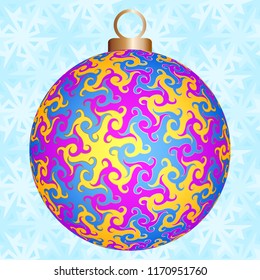 Colorful christmas ball with flowers.