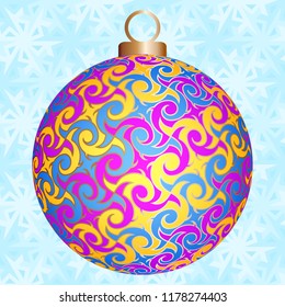 Colorful christmas ball with flowers.