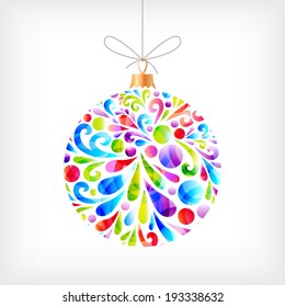 Colorful Christmas ball hanging on the string