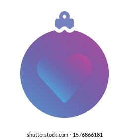Colorful Christmas ball with heart icon pixel perfect vector. Christmas bauble symbol modern, simple, vector, icon for website design, mobile app, ui. Vector Illustration
