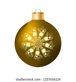 Colorful christmas ball isolated on white background. Realistic decorations with ornament. Vector illustration.