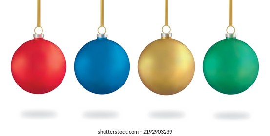 Colorful christmas ball.Set of isolated realistic decorations.Merry christmass and Happy new year decoration.Vector illustration.