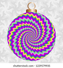 Colorful christmas ball. Motion illusion.
