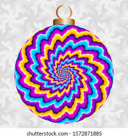 Colorful christmas ball. Motion illusion.