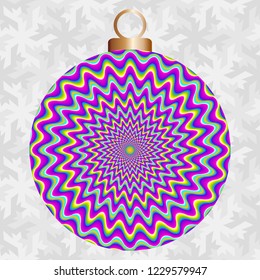 Colorful christmas ball. Optical expansion illusion.