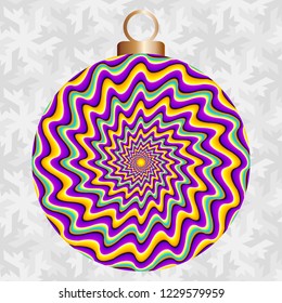 Colorful christmas ball. Optical expansion illusion.