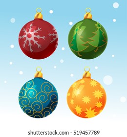 Colorful Christmas Ball Set Isolated Vector
