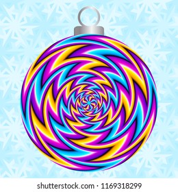 Colorful christmas ball. Spin illusion.
