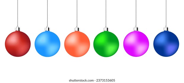 Colorful christmas balls isolated on white background. Vector illustration. Merry Christmas and Happy New Year. Holiday Xmas toy bauble fir tree.