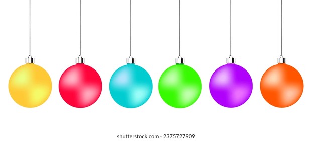 Colorful christmas balls isolated on white background. Vector illustration. Merry Christmas and Happy New Year. Holiday Xmas toy bauble fir tree.