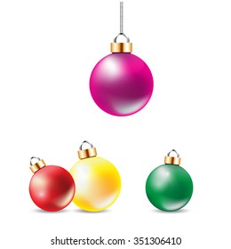 Colorful Christmas balls isolated on white