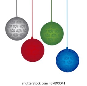 colorful christmas balls isolated over white background. vector