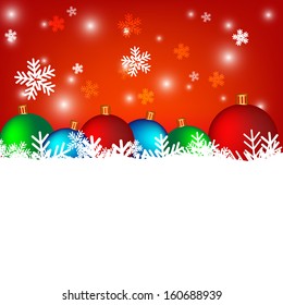 Colorful of christmas balls on red background
