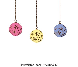 Colorful christmas balls. Set of isolated realistic decorations. Vector illustration.
