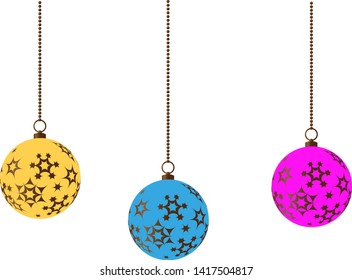 Colorful christmas balls. Set of isolated realistic decorations. Vector illustration.