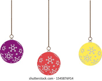 Colorful christmas balls. Set of isolated realistic decorations. Vector illustration.