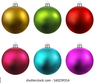 Colorful christmas balls. Set of isolated realistic decorations. Vector illustration. 