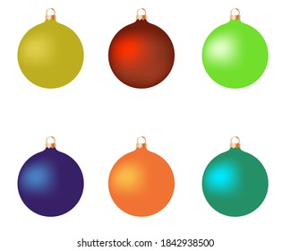 Colorful christmas balls. Set of isolated realistic decorations. Vector illustration.