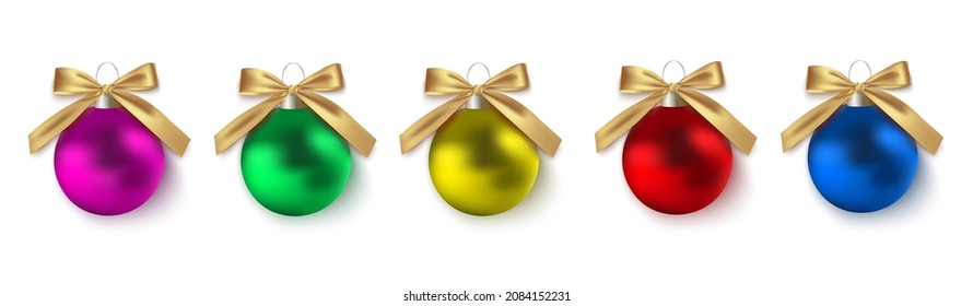 Colorful Christmas balls. A set of isolated realistic decorations. Vector illustration.