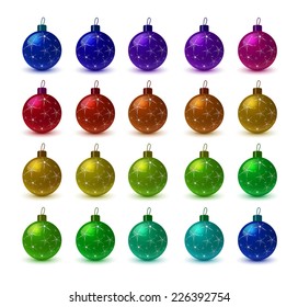 Colorful christmas balls. Set of isolated realistic decorations. Ball for the Christmas tree