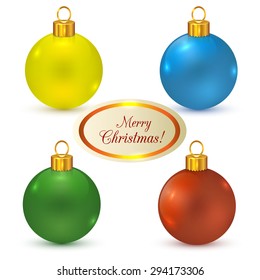 Colorful christmas balls. Set of isolated realistic decorations. Vector illustration. 