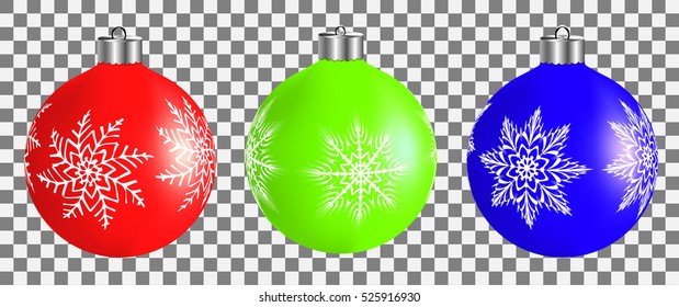 Colorful christmas balls. Set of isolated realistic decorations. Vector illustration.
