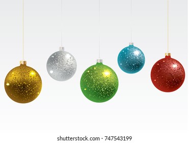 Colorful christmas balls set on isolated background. Vector design element