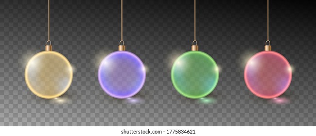 Colorful christmas balls. Set of realistic decorations.