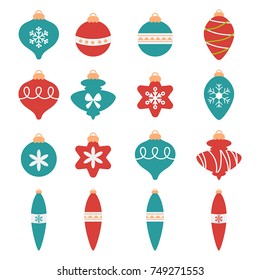 Colorful christmas balls set. Christmas tree decorations.