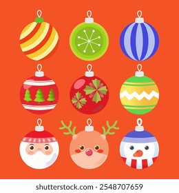 The colorful Christmas balls with vibrant designs like glitter, stripes, and snowflakes. These ornaments, in festive colors like red, gold, and green, add charm and sparkle to Christmas trees