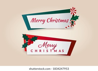 Colorful Christmas banners set. Flat cartoon vector illustration.