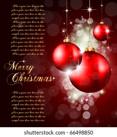 Colorful Christmas Baubles Background for Elegant Invitation Flyer or Brochure