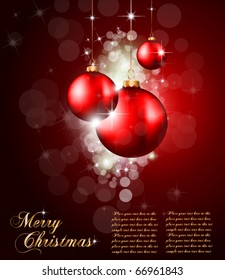 Colorful Christmas Baubles Background for Elegant Invitation Flyer or Brochure