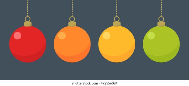 Colorful Christmas baubles. Vector illustration