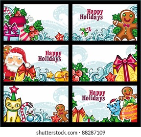 Colorful Christmas cards series. Merry Christmas and Happy new year!