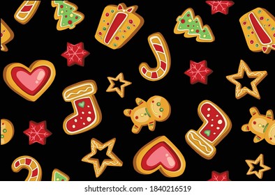 Colorful Christmas cookies seamless pattern