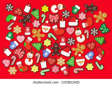 Colorful Christmas cookies, vector illustration