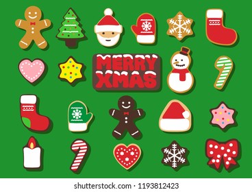 Colorful Christmas cookies, vector illustration