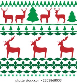 Colorful christmas deer on white seamless pattern. Fashion graphic background design. Modern stylish abstract texture for holiday. Colorful template for prints, textiles, wrapping. Vector illustration