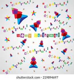 Colorful Christmas design elements tree and starts 