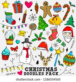 Colorful Christmas Doodles Sketch Pack Elements