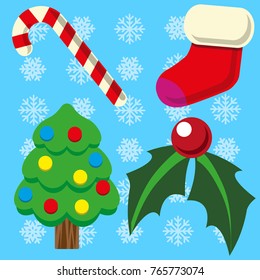 Colorful christmas elements