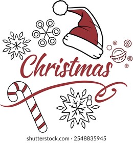 Colorful Christmas Elements for Festive Holiday Projects and Decorations